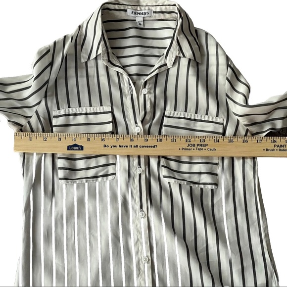 EUC Express Portofino Striped Button-Up Shirt | Black White | Women’s Size XS - Picture 11 of 14